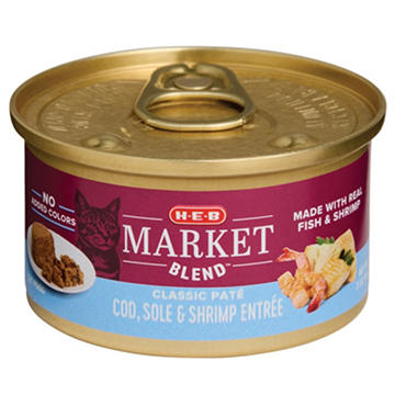 H-E-B Market Blend Classic Pate Wet Cat Food Can - Cod & Shrimp Entrée