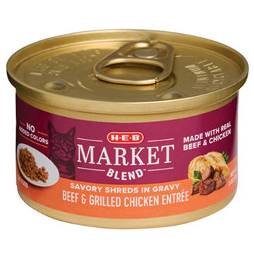 H-E-B Market Blend Savory Shreds Wet Cat Food Can - Beef & Grilled Chicken Entrée