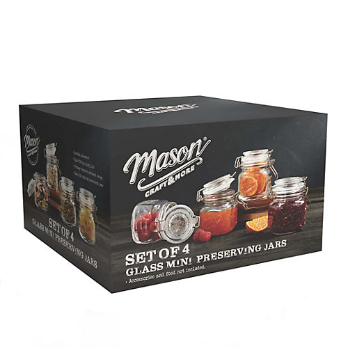 Mason Craft and More Mini Preserving Jar Set with Clamp Glass Lids