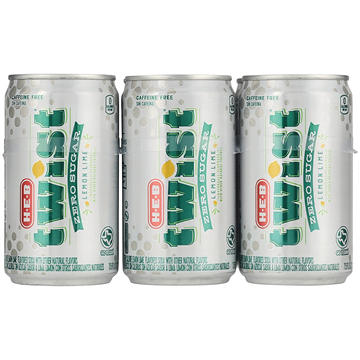 H-E-B Zero Sugar Twist Lemon Lime Soda 6 pk Mini Cans