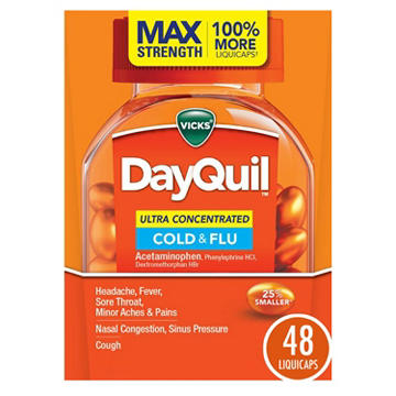 Vicks DayQuil Ultra Concentrated Liquicaps, Cold & Flu Over-the-Counter Medicine, Powerful Multi-Symptom Daytime Relief