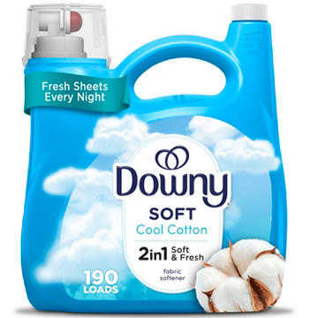 Downy Soft, 2 in 1 Soft &Fresh Liquid Fabric Softener, 190 Loads, Cool Cotton Scent