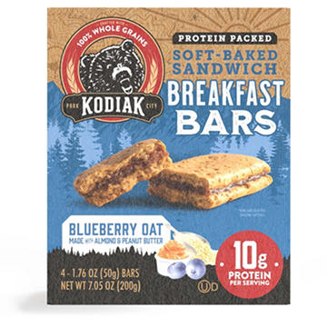Kodiak 10g Protein Soft Baked Sandwich Breakfast Bars - Blueberry Oat