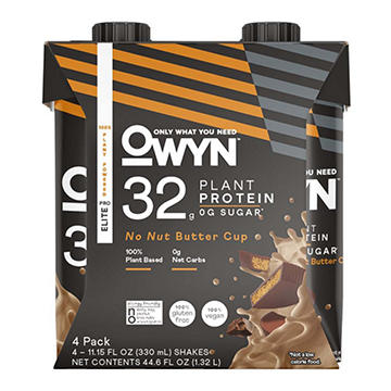 OWYN Pro Elite 32g Plant Protein Shakes 4 pk Bottles - No Nut Butter Cup