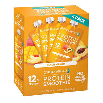 Designer Wellness 12g Protein Smoothies 4 pk - Peach Mango