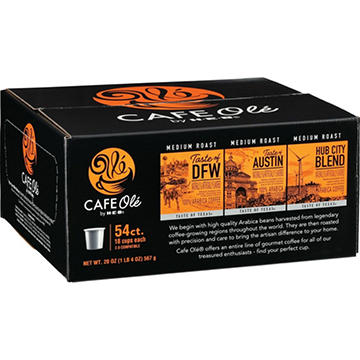 CAFE Olé by H-E-B Taste of DFW, Austin & Hub City Blend Coffee Single Serve Cups - Variety Pack
