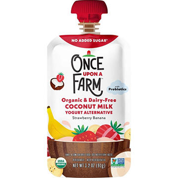 Once Upon a Farm Organic Dairy Free Coconut Milk Yogurt Alternative Pouch - Strawberry Banana