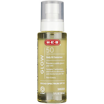 H-E-B Glow Body Oil Oxybenzone-Free Sunscreen - SPF 50