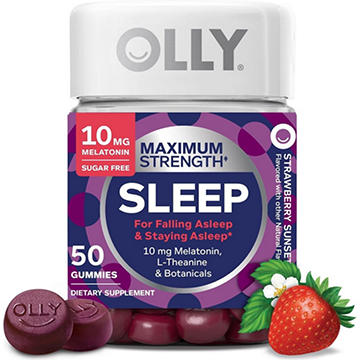 OLLY Maximum Strength Melatonin & L-Theanine 10 mg Sleep Gummies - Strawberry