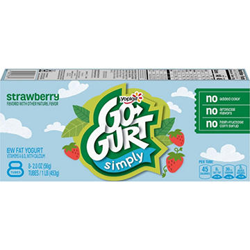 Yoplait Simply GoGurt Low Fat Strawberry Yogurt Tubes 