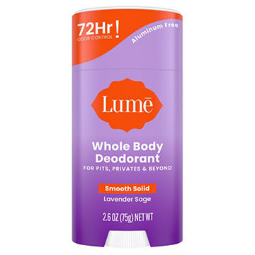 Lume Whole Body Women's Deodorant - Smooth Solid Stick - Aluminum Free - Lavender Sage Scent - 2.6oz