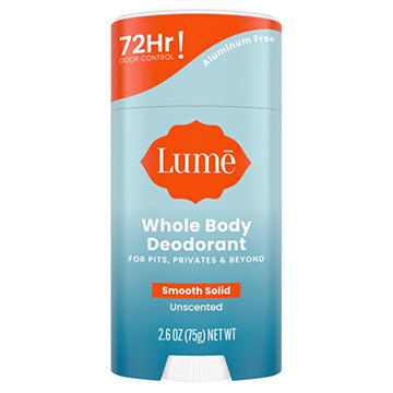 Lume Whole Body Women's Deodorant - Smooth Solid Stick - Aluminum Free - Unscented - 2.6oz