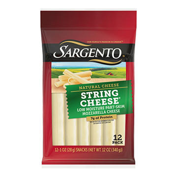 SARGENTO Low Moisture Part-Skim Mozzarella String Cheese, 12 ct