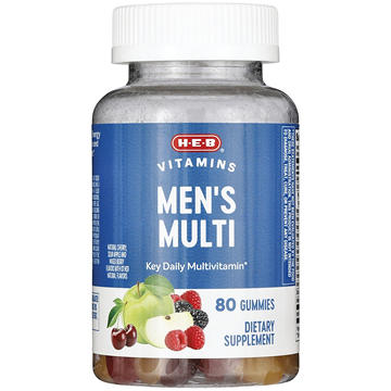 H-E-B Men's Multivitamin Gummies - Cherry, Sour Apple & Mixed Berry