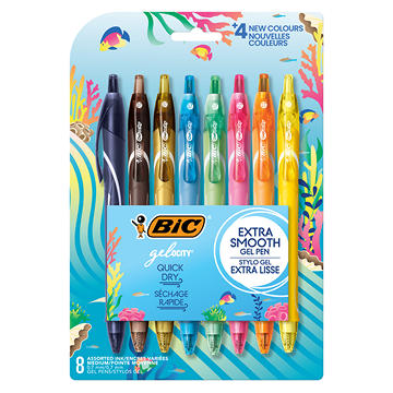 BIC Gel-ocity Quick Dry 0.7mm Retractable Gel Pens - Assorted Ocean Theme Ink