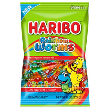 Haribo Rainbow Worms Gummi Candy - Share Size