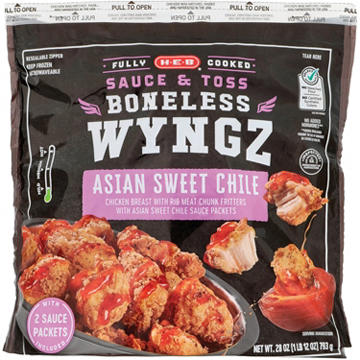 H-E-B Fully Cooked Frozen Boneless Chicken Wyngz – Asian Sweet Chile