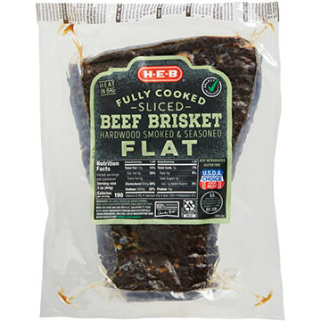 H-E-B Fully Cooked Seasoned Sliced Beef Brisket Flat
