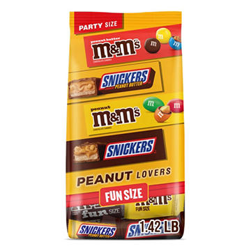 M&M'S & Snickers Peanut Lovers Assorted Fun Size Chocolate Candy - Party Size