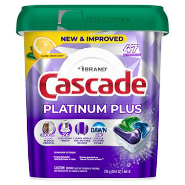 Cascade Platinum Plus Dishwasher Pods, Lemon Scent