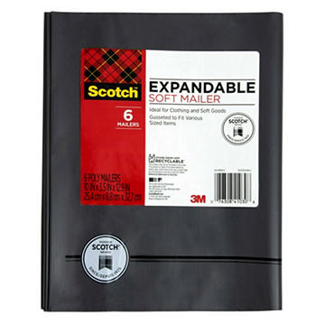 Scotch Expandible Soft Mailers, 6 Ct