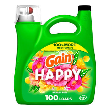 Gain Liquid Laundry Detergent, Happy Hibiscus Hula Scent, 100 Loads