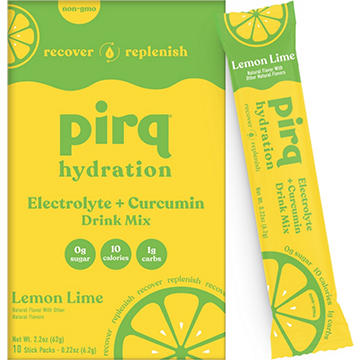 Pirq Hydration Electrolytes + Curcumin Drink Mix Stick Packs - Lemon Lime