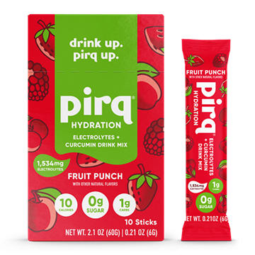 Pirq Hydration Electrolytes + Curcumin Drink Mix Stick Packs - Fruit Punch