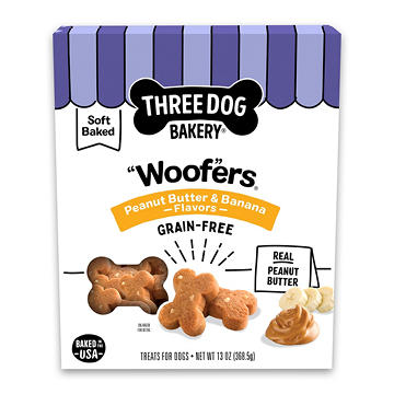 Three Dog Bakery Woof'ers Peanut Butter & Banana Dog Treats