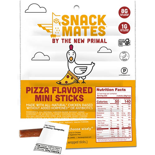New Primal Snack Mates 8g Protein Mini Pizza Flavor Chicken Meat