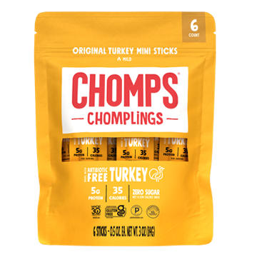 Chomps Chomplings 5g Protein Mini Original Turkey Jerky Meat Sticks