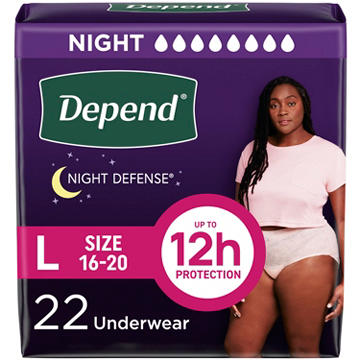 Depend Night Defense Overnight Underwear - Large