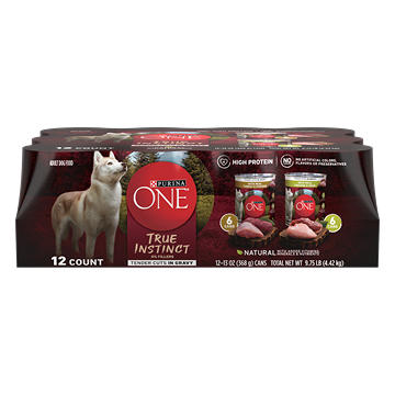 Purina ONE True Instinct Tender Cuts in Gravy High Protein Wet Dog Food Variety Pack - Real Turkey and Venison, and With Real Chicken and Duck