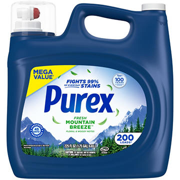 Purex Liquid Laundry Detergent, 200 Loads - Fresh Mountain Breeze