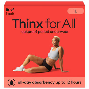 Thinx For All Women's Super Absorbency Cotton Brief Period Underwear - Large, Black