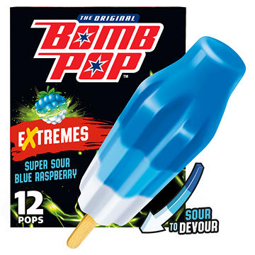 Bomb Pop Extremes Super Sour Blue Raspberry Ice Pops