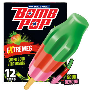 Bomb Pop Extremes Super Sour Strawberry Ice Pops
