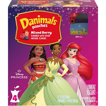 Danimals Low Fat 4 pk Yogurt Pouches - Mixed Berry