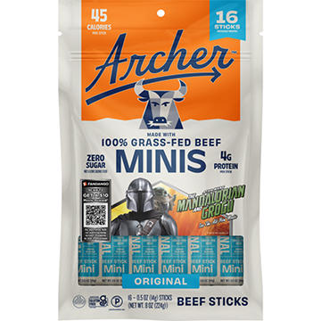 Archer Zero Sugar 4g Protein Grass-Fed Beef Mini Sticks - Original