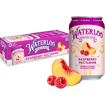 Waterloo Raspberry Nectarine Sparkling Water 12 pk Cans