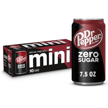 Dr Pepper Zero Sugar Soda 10 pk Mini Cans