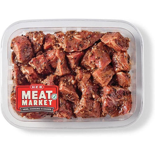 H-E-B Meat Market Marinated Boneless Beef Steak Tips - Garlic Peppercorn