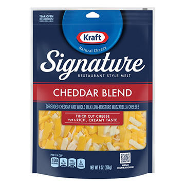 Kraft Signature Restaurant Style Melt Cheddar Shredded Cheese Blend, Thick Cut