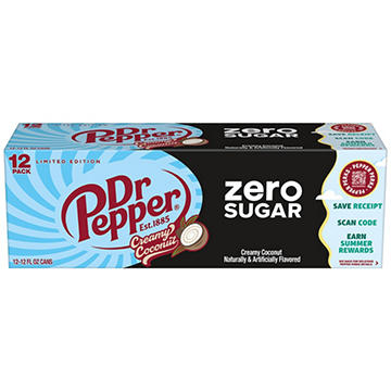 Dr Pepper Zero Sugar Creamy Coconut 12 pk Cans