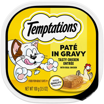 Temptations Wet Cat Food - Tasty Chicken Flavor Paté in Gravy Tray
