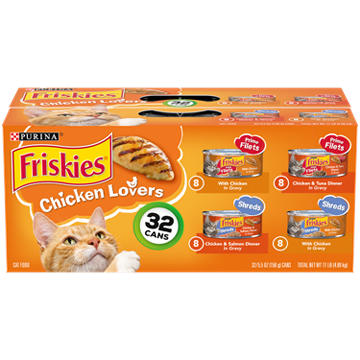 Friskies Purina Gravy Wet Cat Food Variety Pack - Chicken Lovers Prime Filets and Shreds