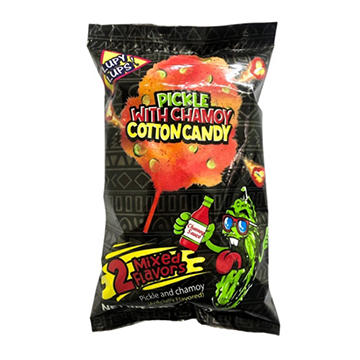 Lupy Lups Pickle with Chili Chamoy Cotton Candy