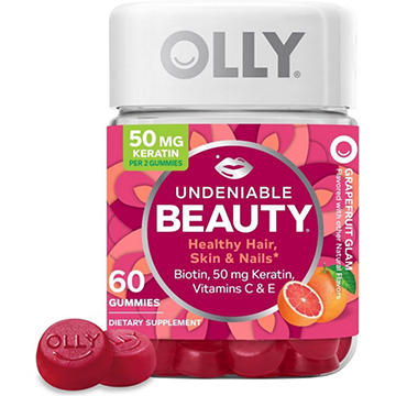 OLLY Undeniable Beauty Healthy Hair, Skin & Nails Biotin & 50 mg Keratin Gummies - Grapefruit