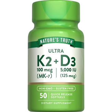 Nature's Truth Ultra K2 100 mcg + D3 125 mcg Quick Release Softgels