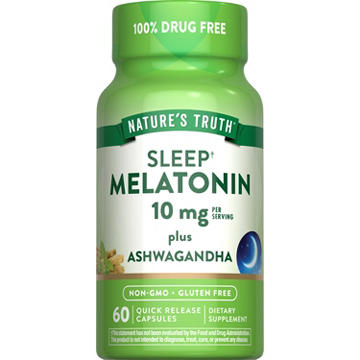 Nature's Truth Sleep Melatonin + Ashwagandha 10mg Quick-Release Capsules